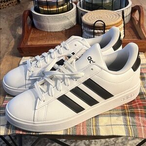 Adidas Classic White and Black Striped Sneakers